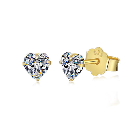 [Royal Jewellery]Sparkling Heart Shaped Simple Earrings