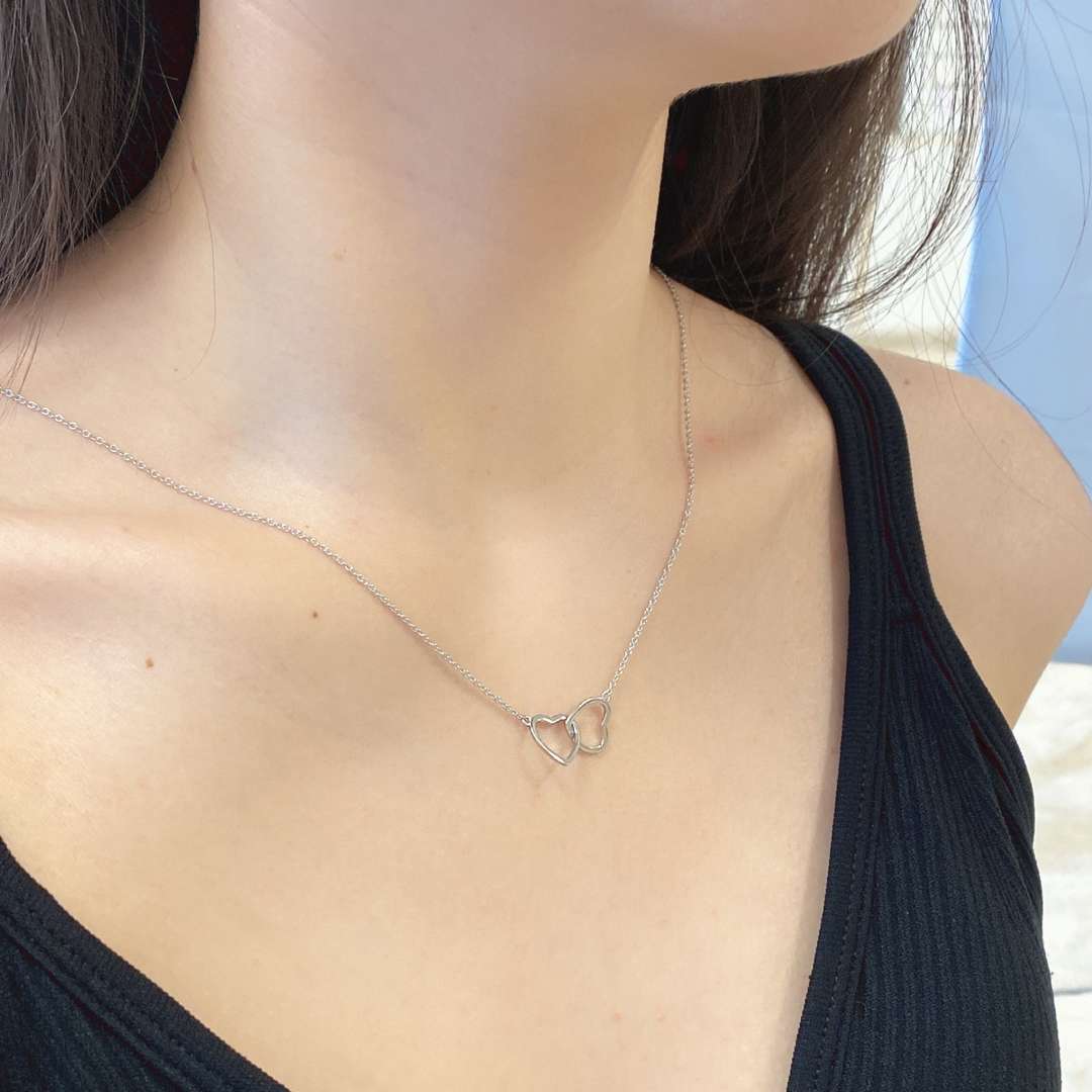[Royal Jewellery]Sterling Silver Love Double Ring Necklace