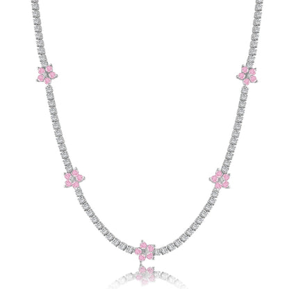 [Royal Jewellery]Luxurious Colorful Flower Tennis Necklace