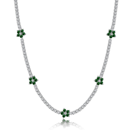 [Royal Jewellery]Luxurious Colorful Flower Tennis Necklace