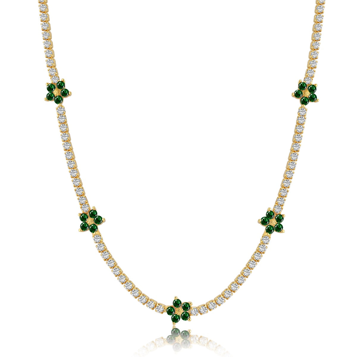 [Royal Jewellery]Luxurious Colorful Flower Tennis Necklace