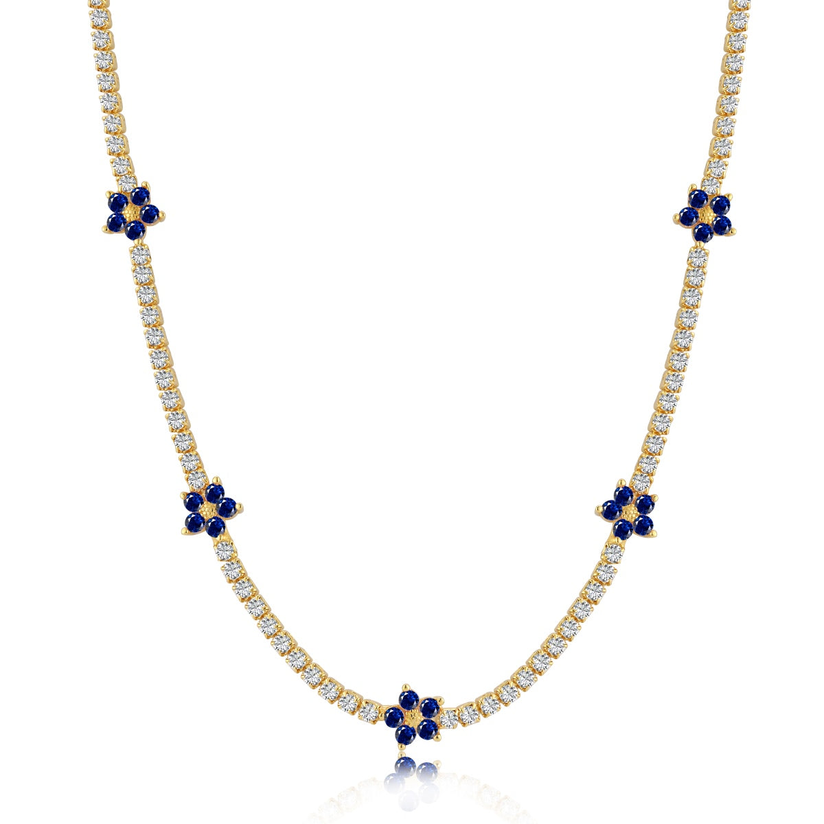 [Royal Jewellery]Luxurious Colorful Flower Tennis Necklace