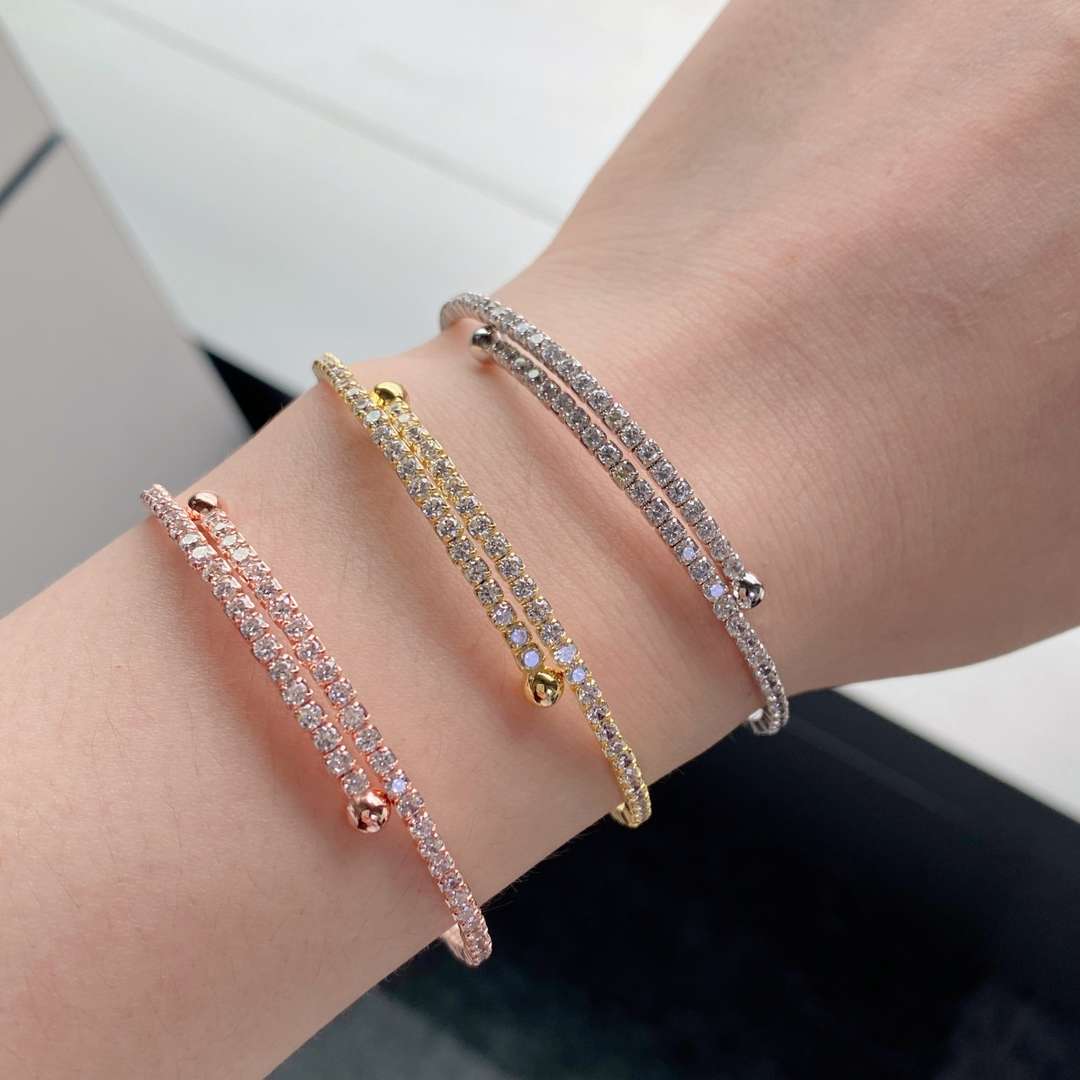 [Royal Jewellery]Row of Diamonds Round Fashion Bracelet