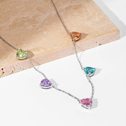 [Royal Jewellery]Sparkling Colorful Heart Cut Necklace