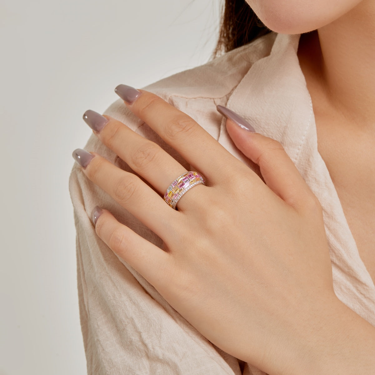[Royal Jewellery]Radiant Colorful Radiant Cut Daily Ring