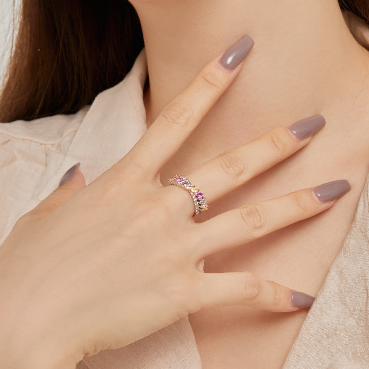 [Royal Jewellery]Unique Colorful Marquise Cut Daily Ring