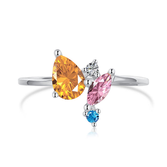 [Royal Jewellery]Radiant Colorful Multi Cut Daily Ring