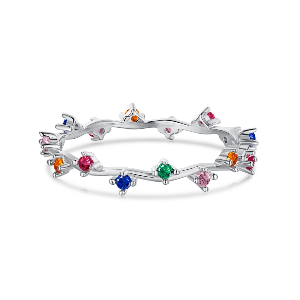 [Royal Jewellery]Radiant Colorful Round Cut Daily Ring