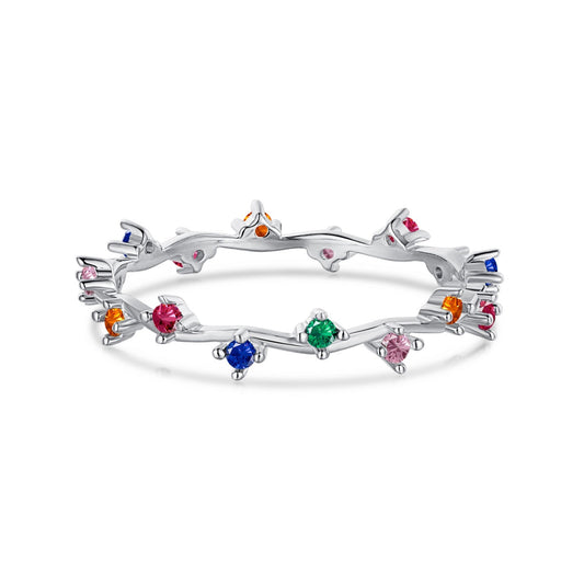 [Royal Jewellery]Radiant Colorful Round Cut Daily Ring