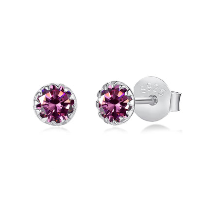 [Royal Jewellery]Sparkling Colorful Round Shape Earrings