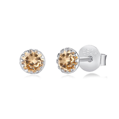 [Royal Jewellery]Sparkling Colorful Round Shape Earrings