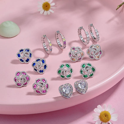 [Royal Jewellery]Exquisite Flower Shape Daily Earrings