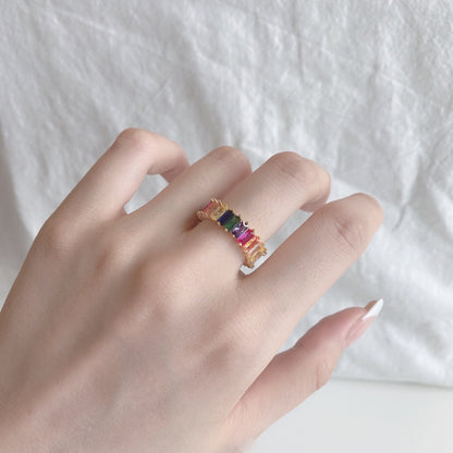 [Royal Jewellery]Unique Colorful Radiant Cut RIng