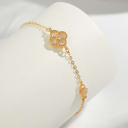 [Royal Jewellery]Delicate Four Leaf Clover Bracelet