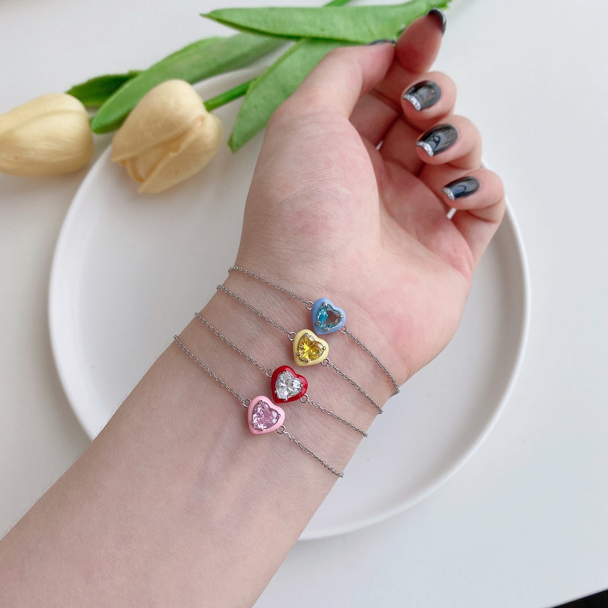 [Royal Jewellery]Sparkling Romantic Heart Shape Lover Bracelet