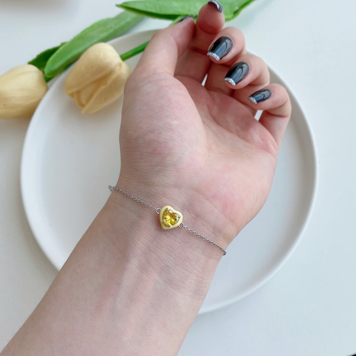 [Royal Jewellery]Sparkling Romantic Heart Shape Lover Bracelet