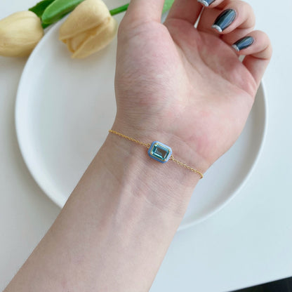 [Royal Jewellery]2.0 Carat Sparkling Colorful Emerald Cut Daily Bracelet