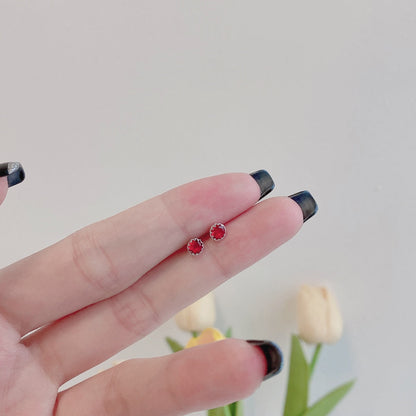 [Royal Jewellery]Sparkling Colorful Round Shape Earrings
