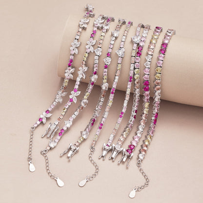 [Royal Jewellery]Delicate Colorful Rainbow Tennis Chain