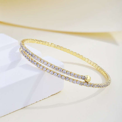 [Royal Jewellery]Row of Diamonds Round Fashion Bracelet