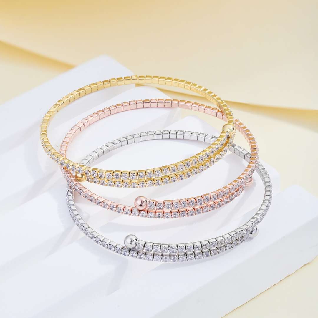 [Royal Jewellery]Row of Diamonds Round Fashion Bracelet