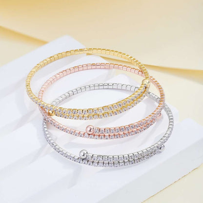 [Royal Jewellery]Row of Diamonds Round Fashion Bracelet