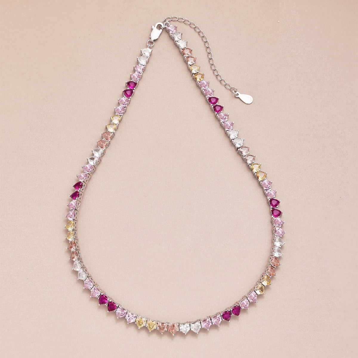 [Royal Jewellery]Sparkling Colorful Full Heart Tennis Necklace