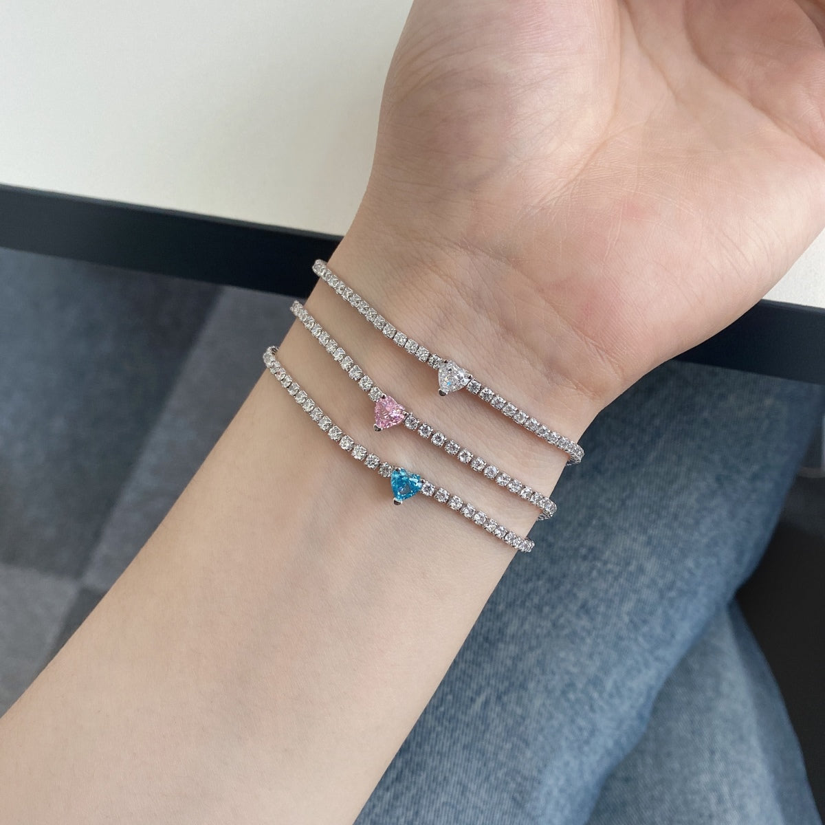 [Royal Jewellery]0.5 Carat Elegant Romantic Heart Shape Lover Bracelet
