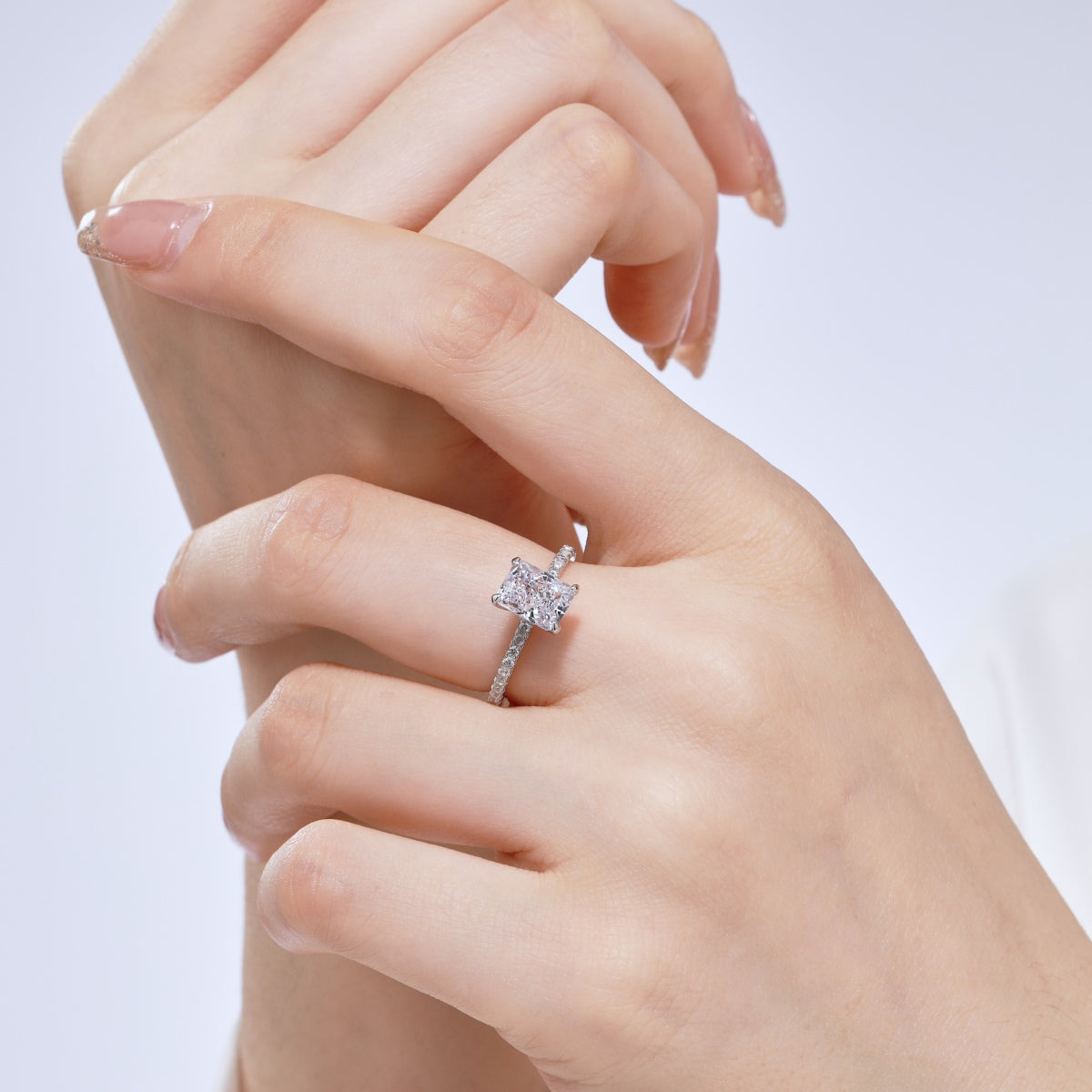 [Royal Jewellery]2.0 Carat Dazzling Sparkling Radiant Cut Party Ring