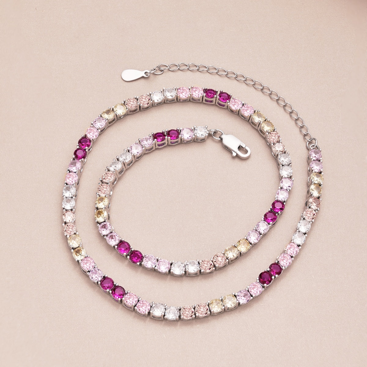 [Royal Jewellery]Delicate Colorful Tennis Necklace