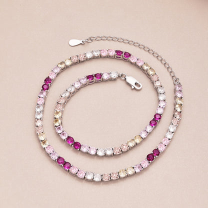 [Royal Jewellery]Delicate Colorful Tennis Necklace