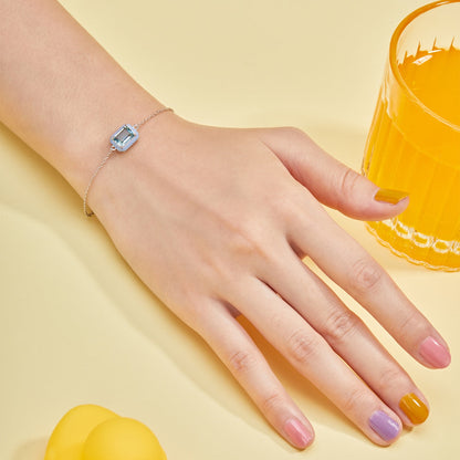 [Royal Jewellery]2.0 Carat Sparkling Colorful Emerald Cut Daily Bracelet