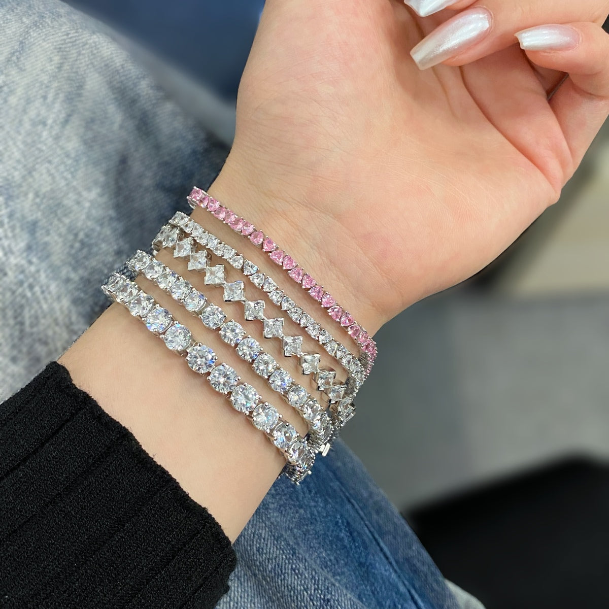 [Royal Jewellery]0.5 Carat Ornate Princess Cut Daily Bracelet