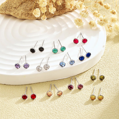 [Royal Jewellery]Sparkling Colorful Round Shape Earrings
