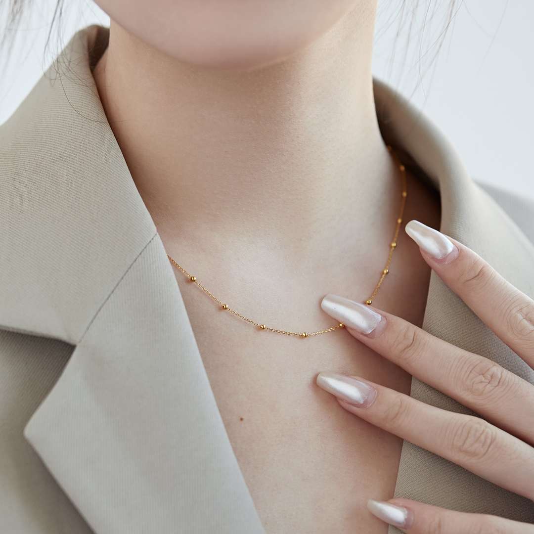 [Royal Jewellery]Small Bead Clavicle Chain Simple Necklace
