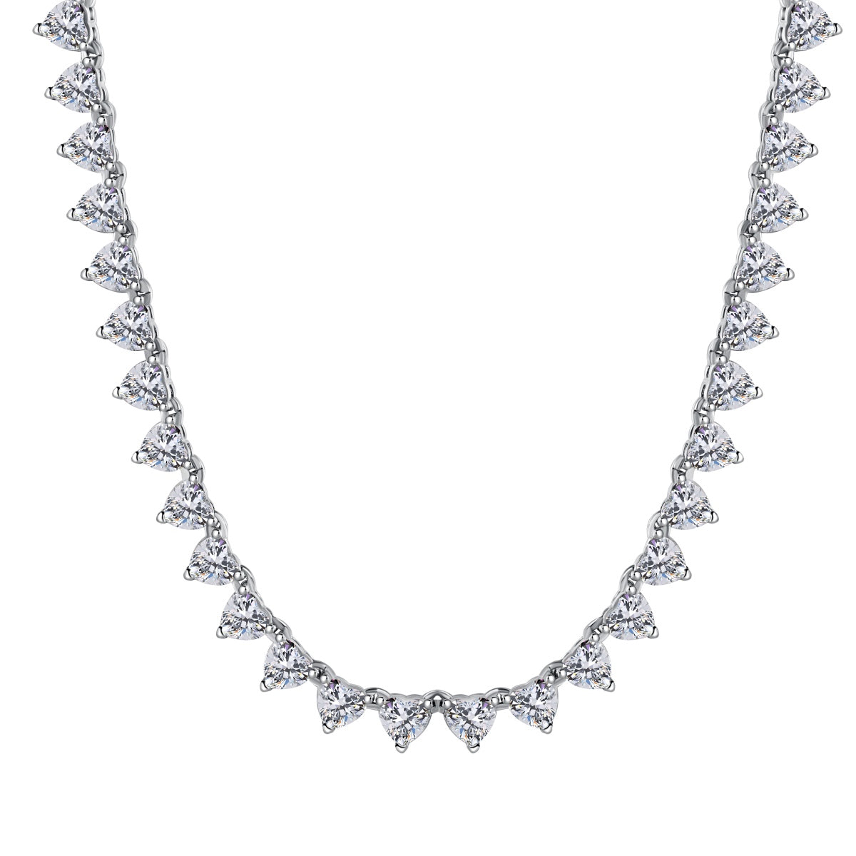 [Royal Jewellery]Ornate Heart Cut Tennis Necklace