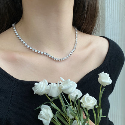 [Royal Jewellery]Ornate Heart Cut Tennis Necklace