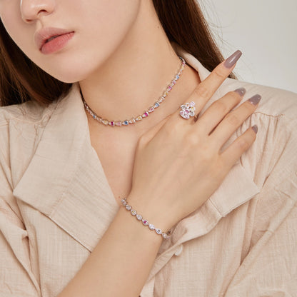 [Royal Jewellery]Sparkling Colorful Water Drop Shape Daily Ring