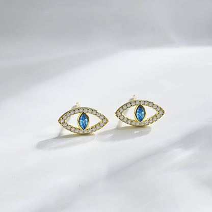 [Royal Jewellery]Blue Devil Eyes Hollow Stud Earrings