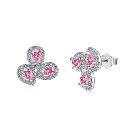 [Royal Jewellery]Ornate Flower Shape Pear Cut Lover Earrings