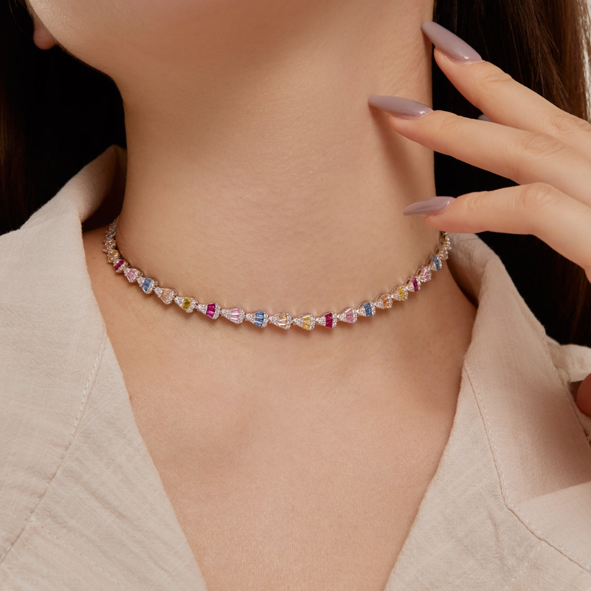 [Royal Jewellery]Radiant Colorful Rainbow Necklace
