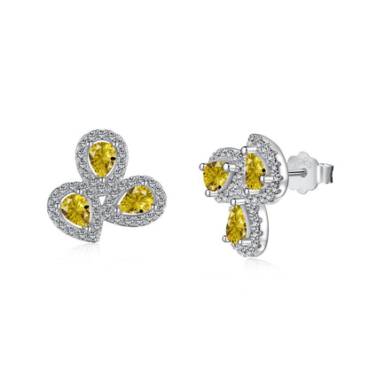 [Royal Jewellery]Ornate Flower Shape Pear Cut Lover Earrings
