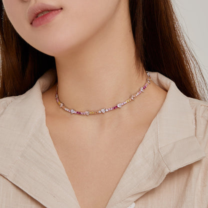 [Royal Jewellery]Delicate Colorful Rainbow Tennis Chain