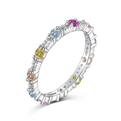 [Royal Jewellery]Sparkling Colorful Round Cut Tennis Ring
