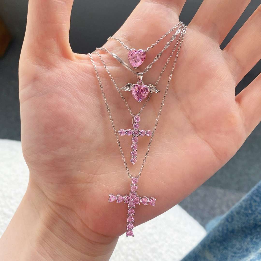 [Royal Jewellery]Heart Shape Main Stone Pendant Collarbone Necklace