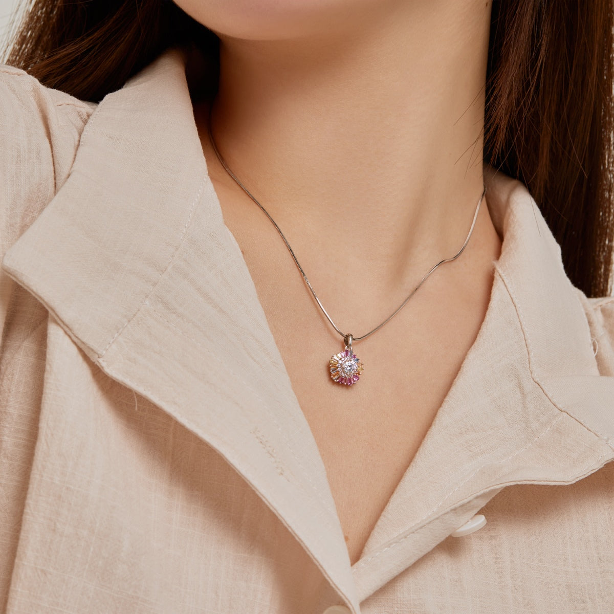 [Royal Jewellery]Charming Flower Colorful Necklace