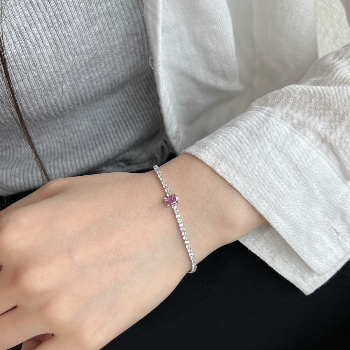 [Royal Jewellery]0.75 Carat Exquisite Oval Cut Daily Bracelet