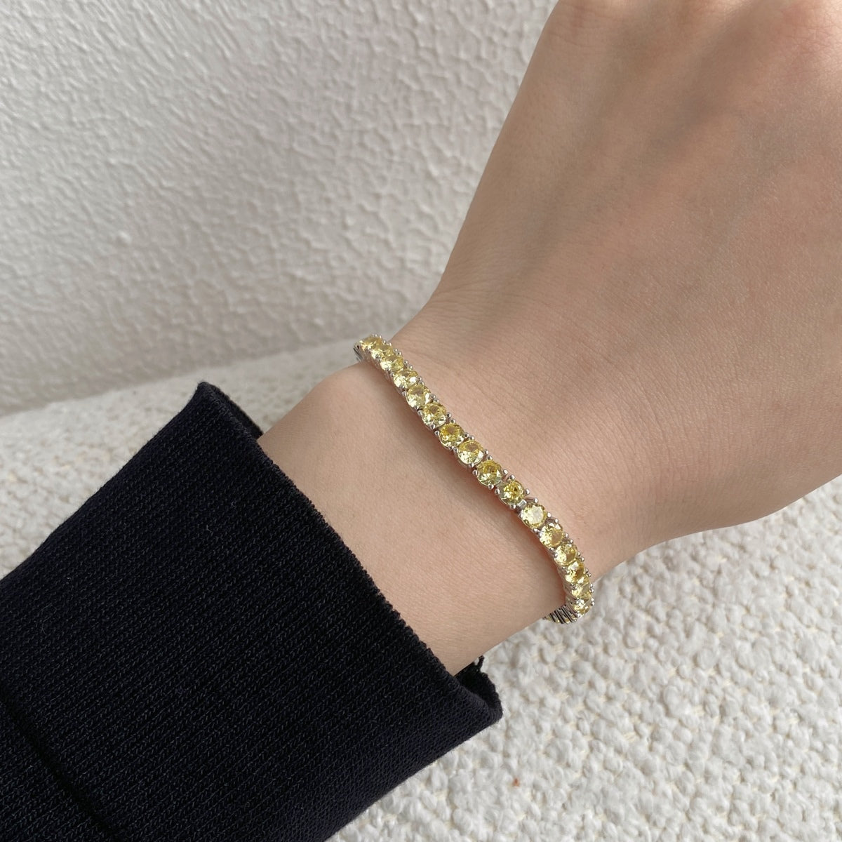 [Royal Jewellery]Ornate Dazzling Round Cut Tennis Bracelet