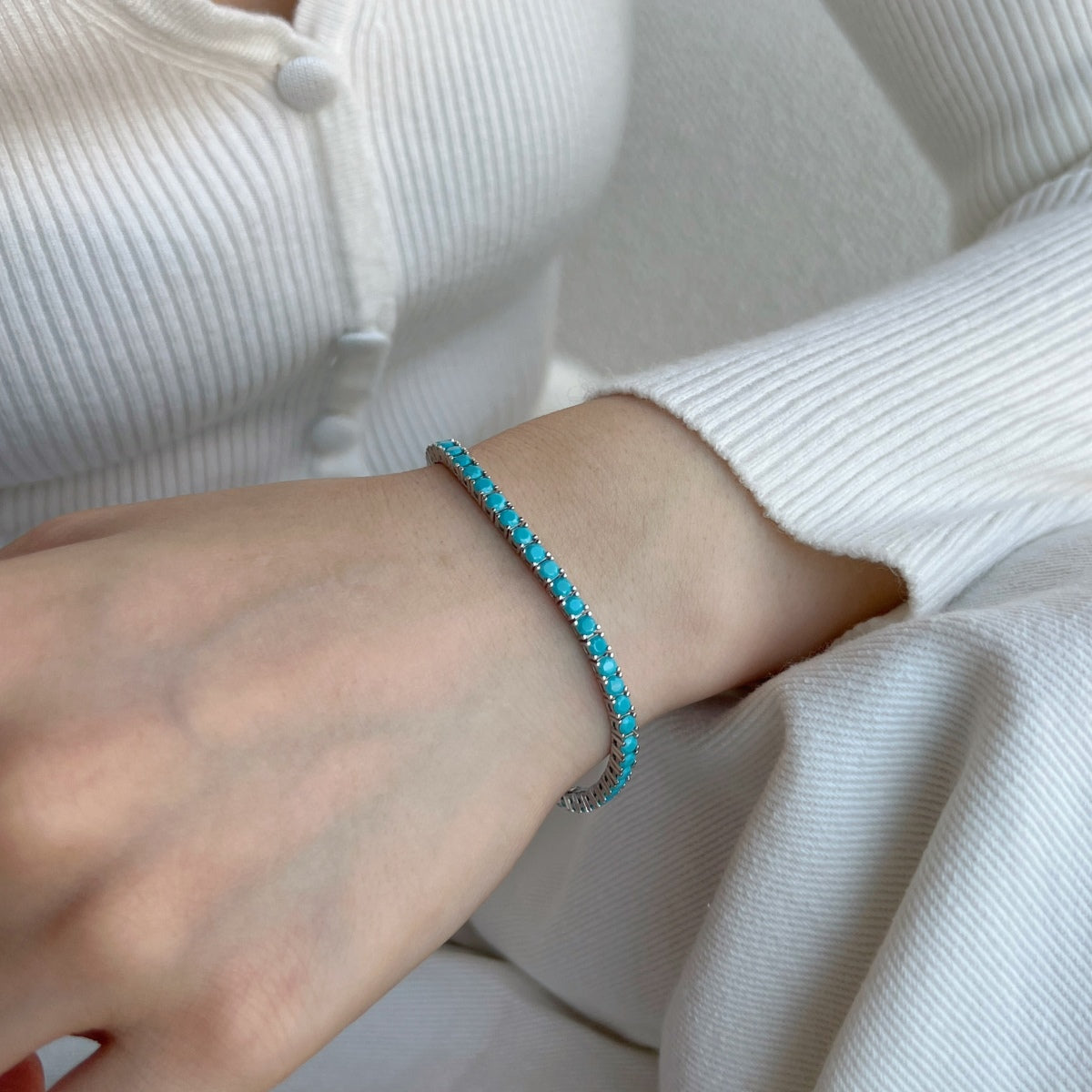 [Royal Jewellery]Dainty Charming Round Cut Tennis Bracelet