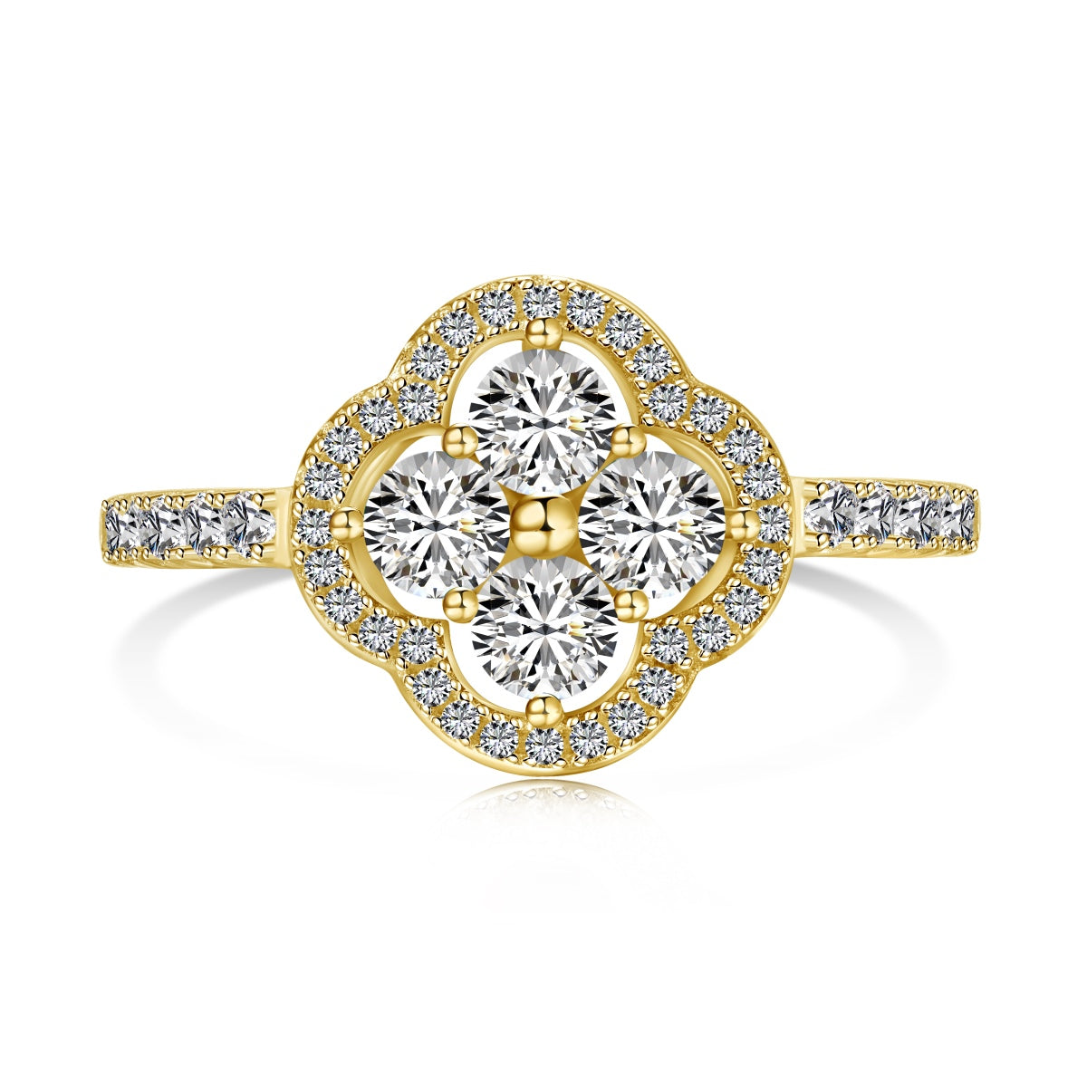 [Royal Jewellery]Four Leaf Clover Flower Design Ring